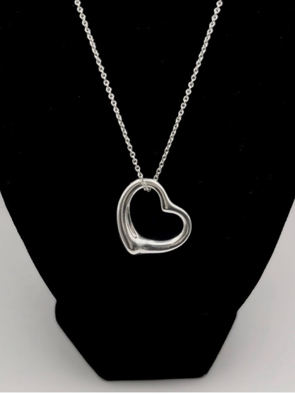 Tiffany & Co. Elsa Peretti Open Heart Pendant 92.5 Sterling Silver Necklace